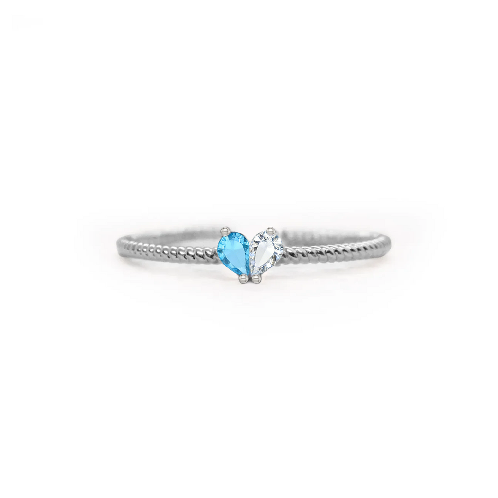 Custom Tiny Heart Birthstone Adjustable Ring