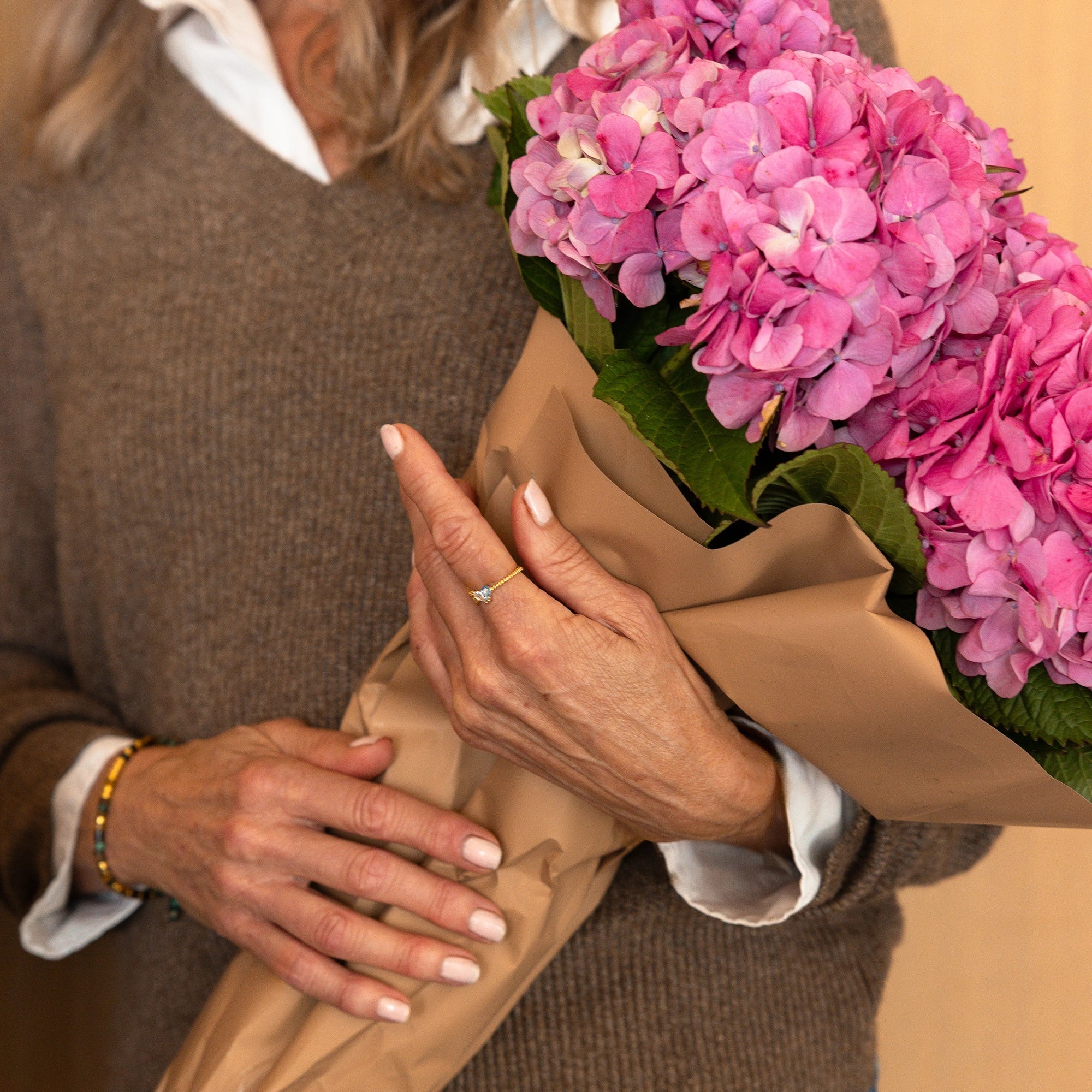 Custom Tiny Heart Birthstone Adjustable Ring