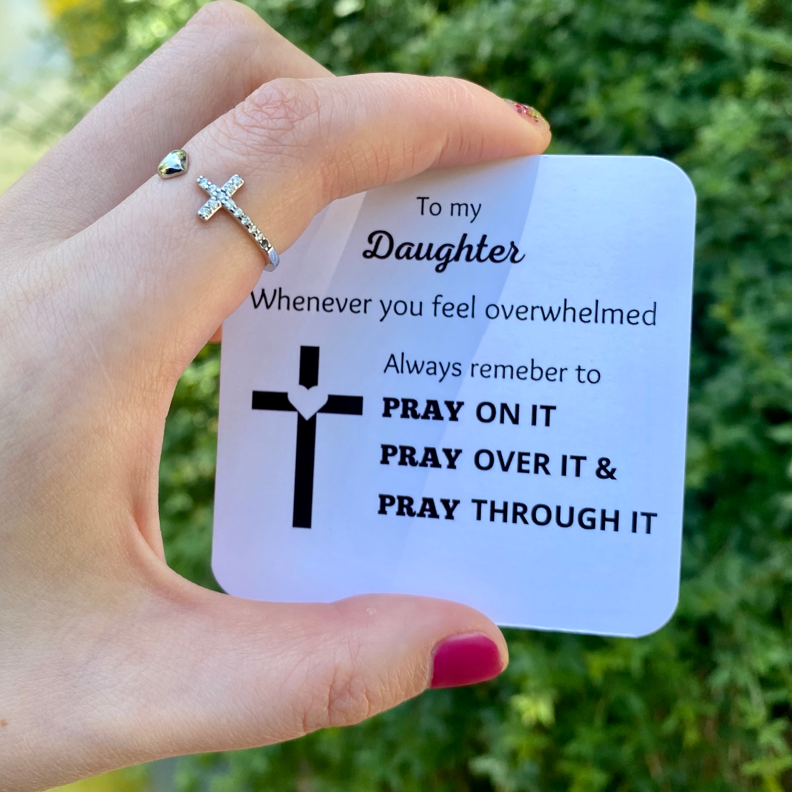 Pray Through It Cross & Heart Adjustable Ring