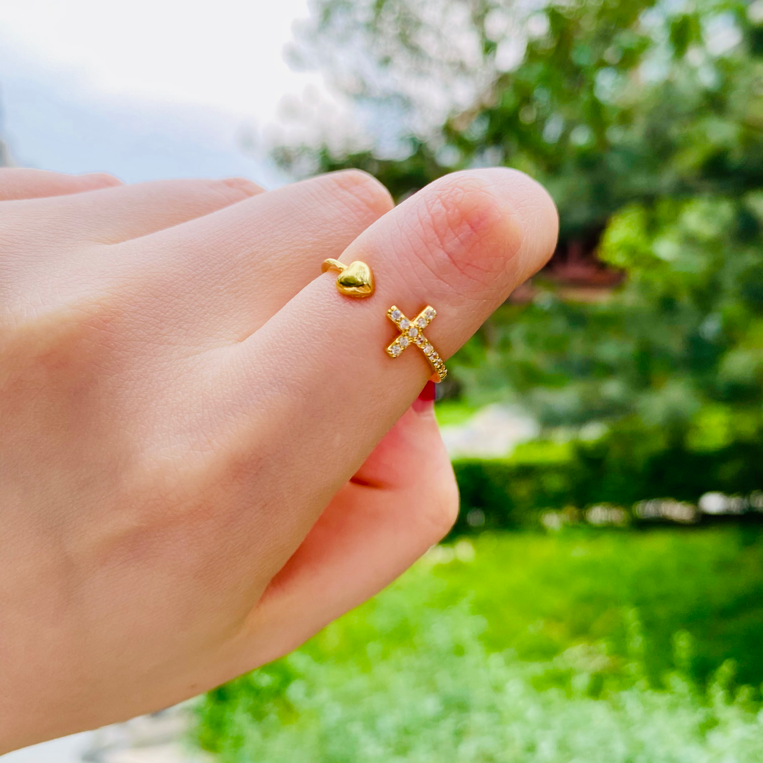 Pray Through It Cross & Heart Adjustable Ring