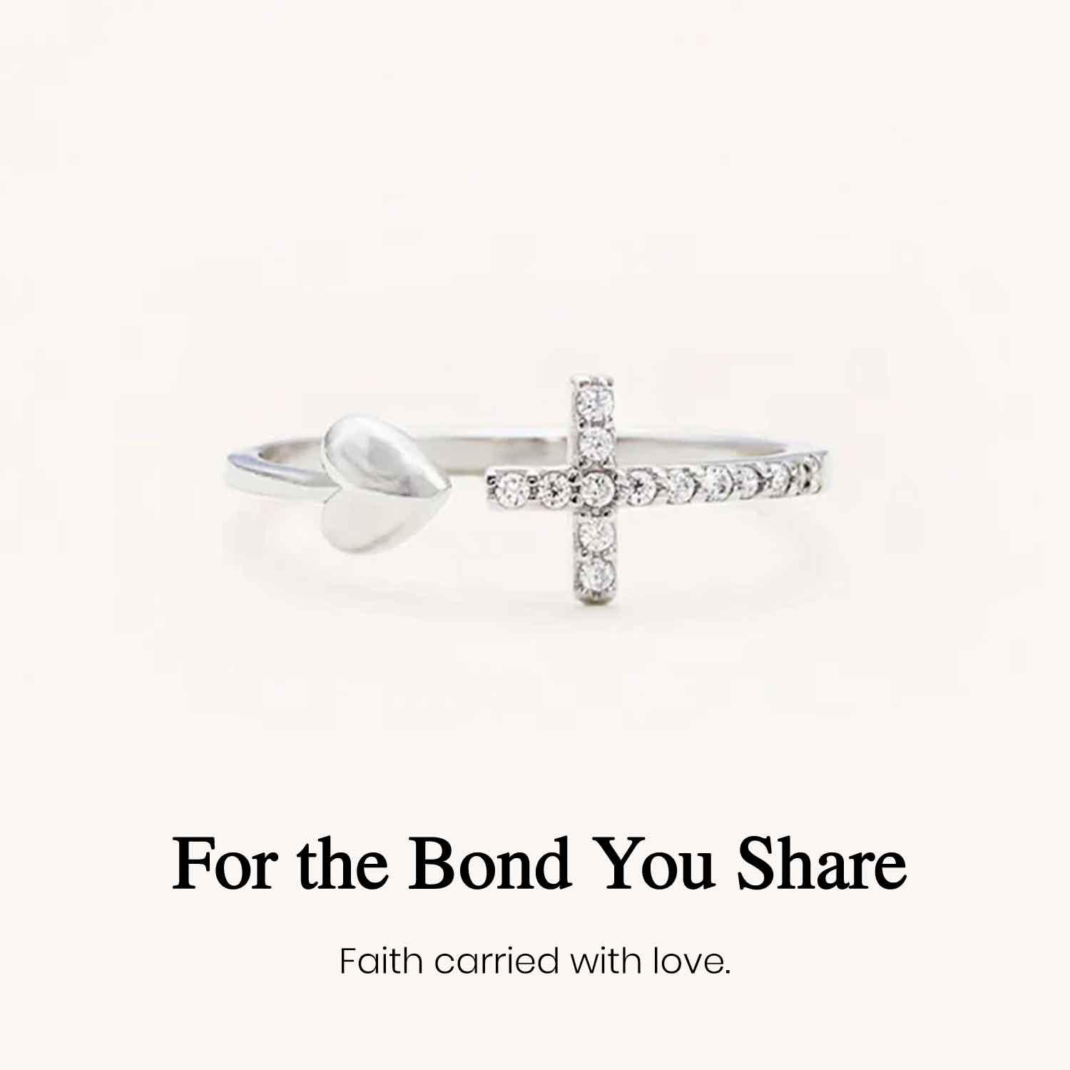 Pray Through It Cross & Heart Adjustable Ring