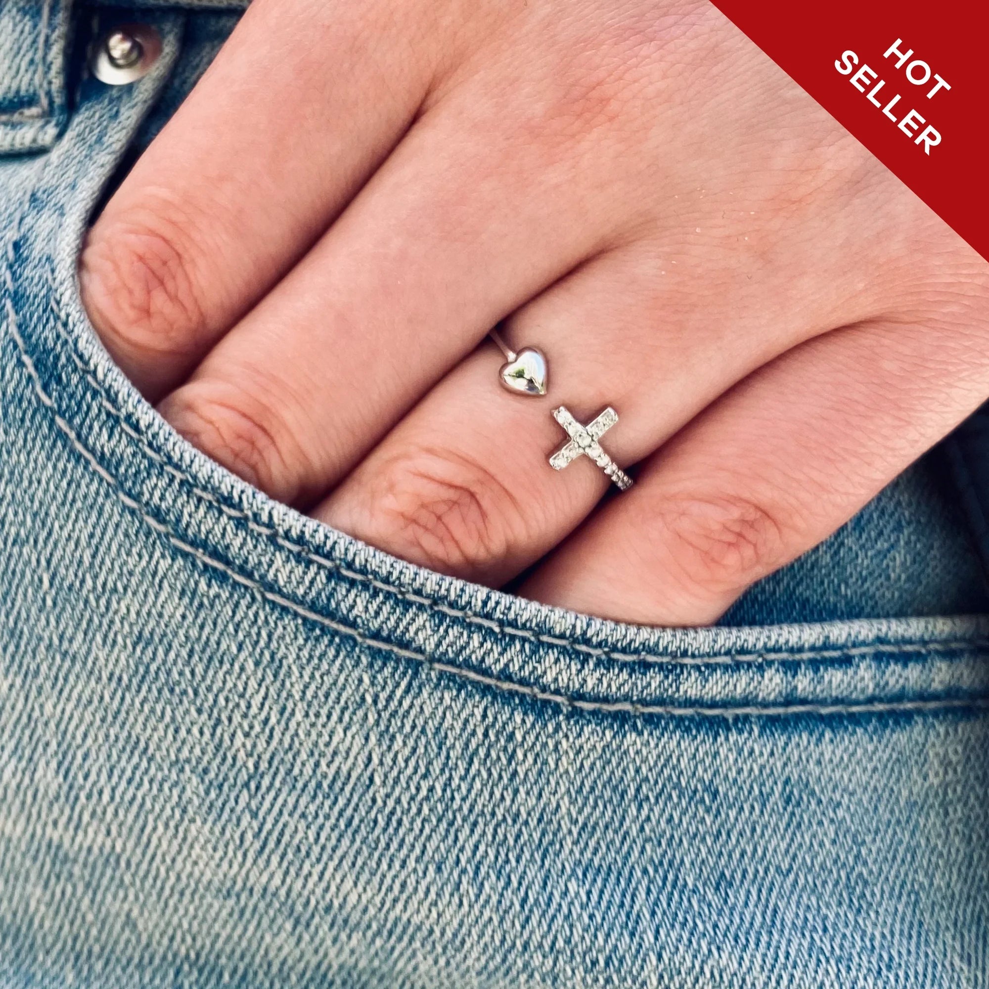 Pray Through It Cross & Heart Adjustable Ring