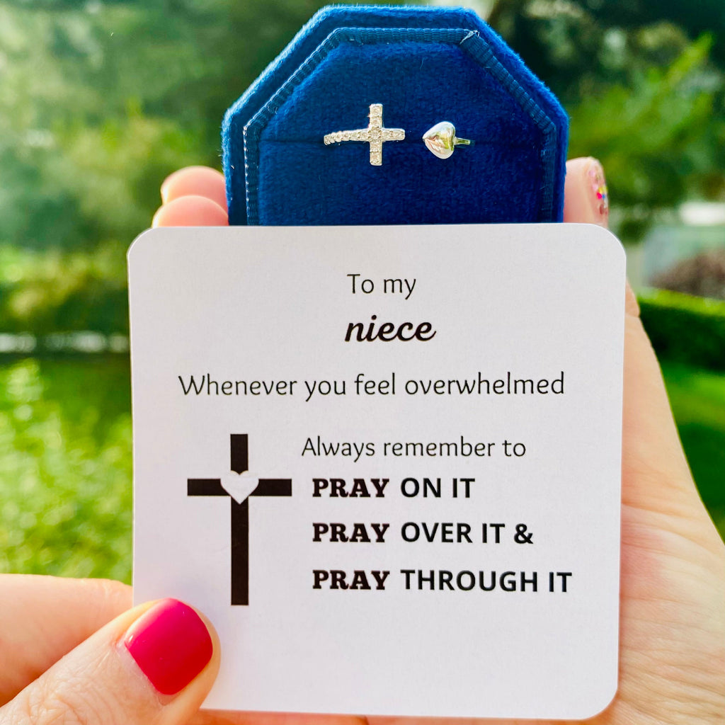 Pray Through It Cross & Heart Adjustable Ring